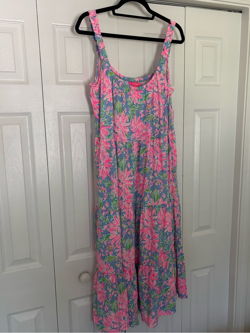 Lilly Pulitzer Loro Midi Dress in print "Blue Peri Sunrise Bay"